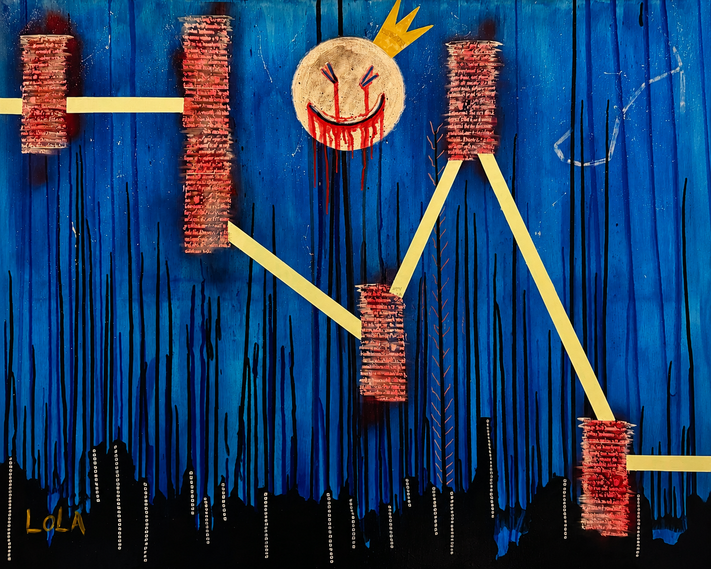 Año de creación: 2025 Dimensiones:100 X 120 cm Técnicas y materiales: Acrílico, acuarela y arcilla sobre lienzo en bastidor de madera.